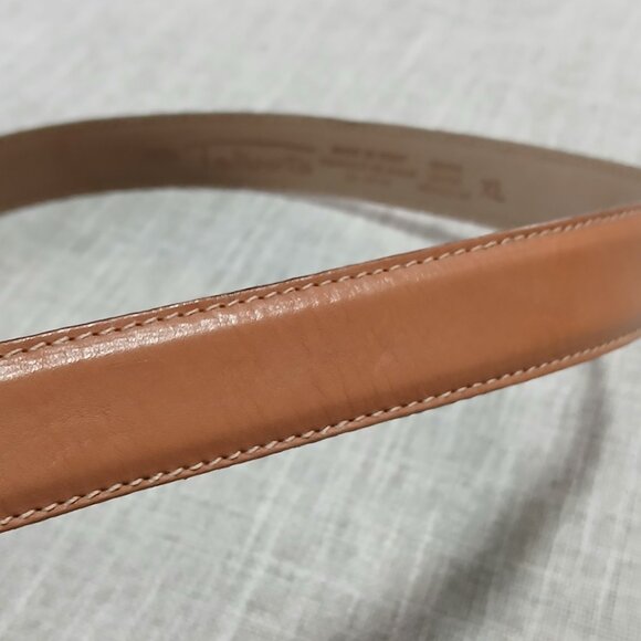 Talbots XL Butterscotch Color Leather Belt with Silver Metal Shield Buckle - Picture 9 of 12